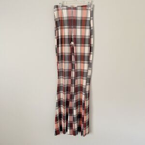 Free People Size XS Plaid Bethany Flare Pants Wide Leg Elastic Waist NEW NWT